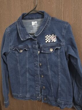 MTV Dark Blue Denim Jacket with White Logo Print